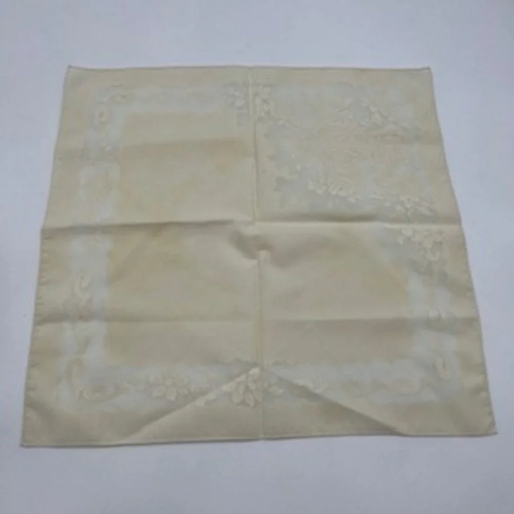Vintage Cream Floral Damask Napkins‎ Set of 13 Sheer Organza Detail